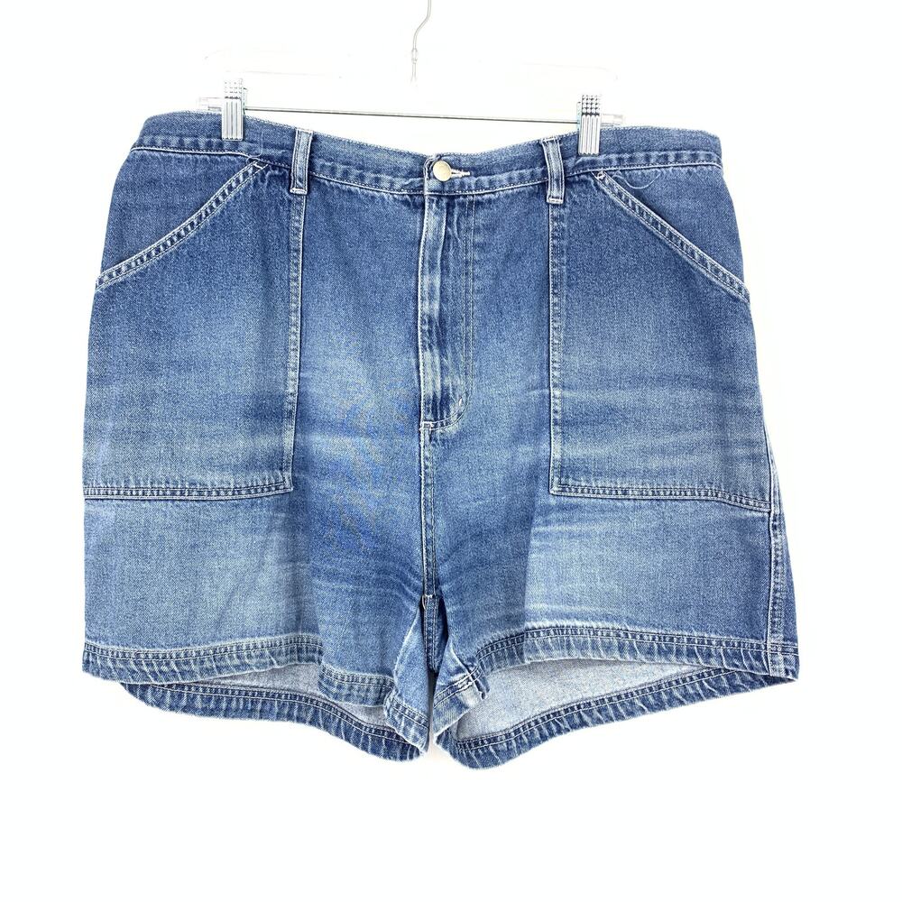Vintage Cherokee Jean Shorts Womens Apx Sz 38" Whiskered Medium Wash Denim